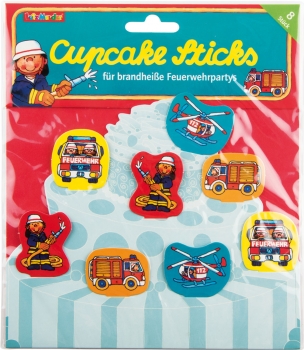 Cupcake Deko-Sticks Feuerwehr